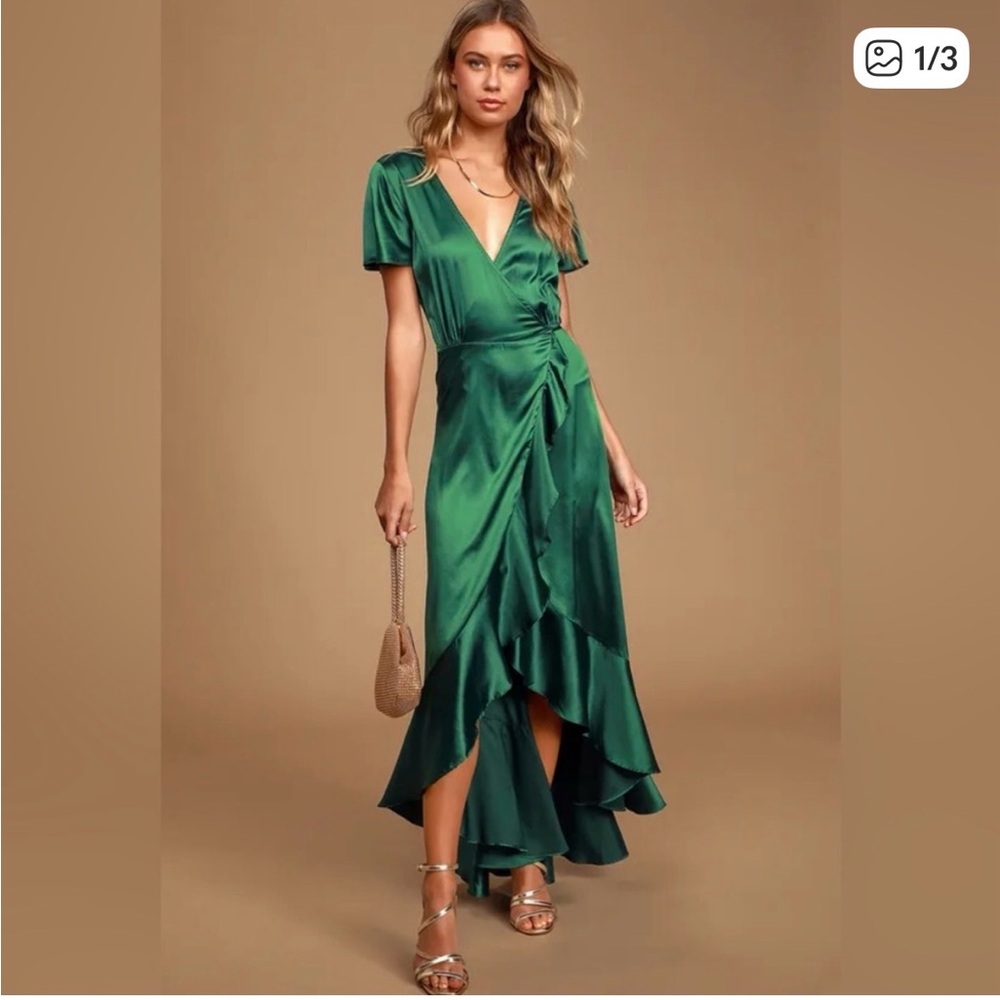 Lulu’s love of your life emerald Green Wrap Dress